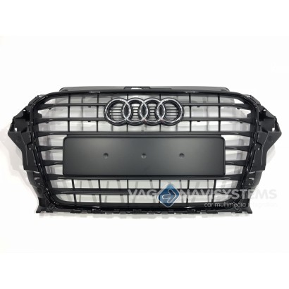 8V3853651 - Audi A3 (8V) genuine radiator grill Glossy Black plus Black Matte